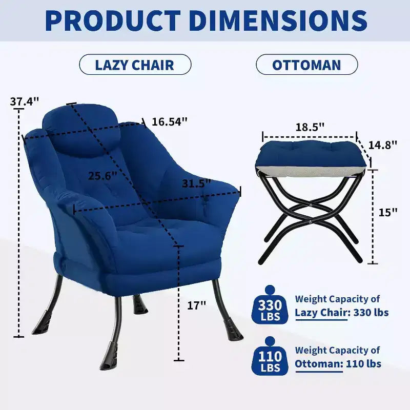 Fauteuil d'appoint confortable en velours pour adultes, fauteuil de lecture ergonomique avec accoudoirs rembourrés, repose-pieds pliant, poche latérale, rose, gris