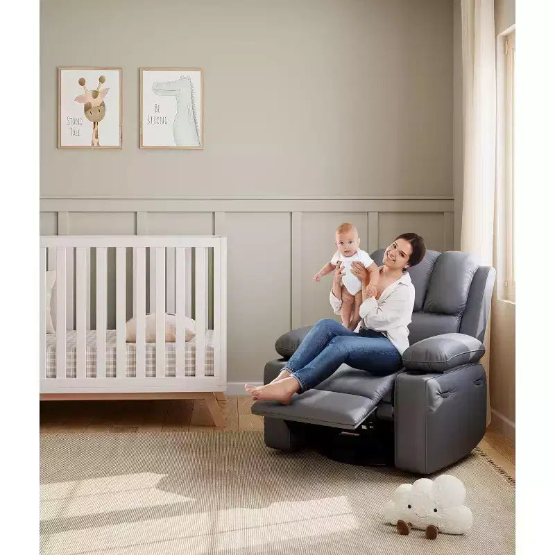 Canapé Inclinable Électrique avec Massage, Fauteuil Pivotant et à Bascule, Port USB, Porte-Gobelets, Poches Latérales, Assise Extra-Large, Salon