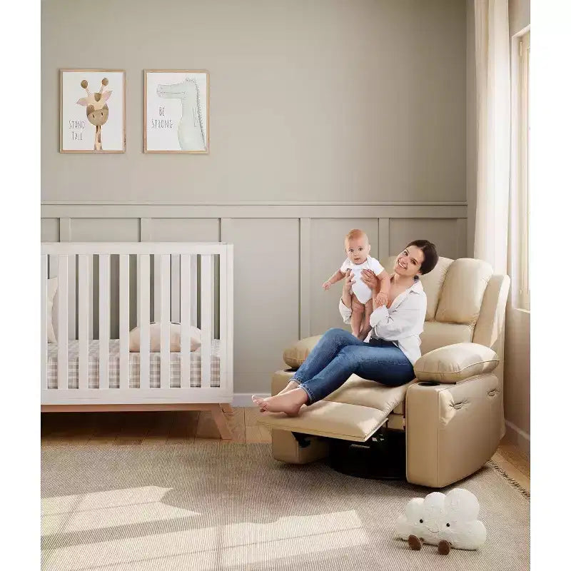 Canapé Inclinable Électrique avec Massage, Fauteuil Pivotant et à Bascule, Port USB, Porte-Gobelets, Poches Latérales, Assise Extra-Large, Salon