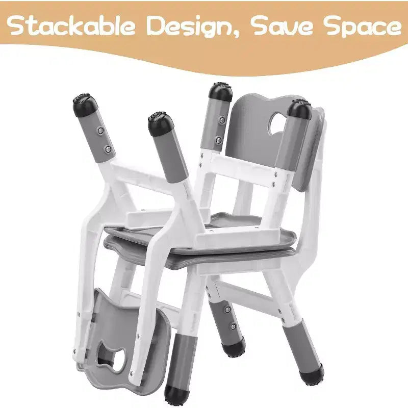Chaise enfant réglable en hauteur sur 3 niveaux, lot de 2, pour 2-6 ans avec pieds antidérapants et dossier ergonomique