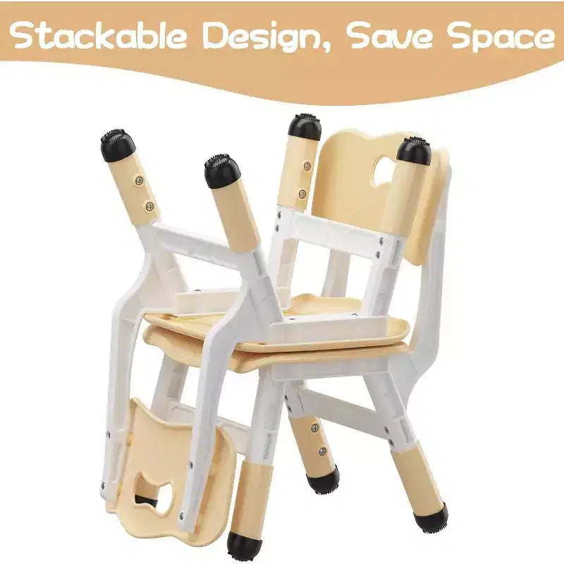 Chaise enfant réglable en hauteur sur 3 niveaux, lot de 2, pour 2-6 ans avec pieds antidérapants et dossier ergonomique