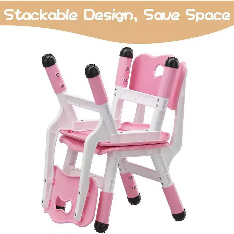 Chaise enfant réglable en hauteur sur 3 niveaux, lot de 2, pour 2-6 ans avec pieds antidérapants et dossier ergonomique