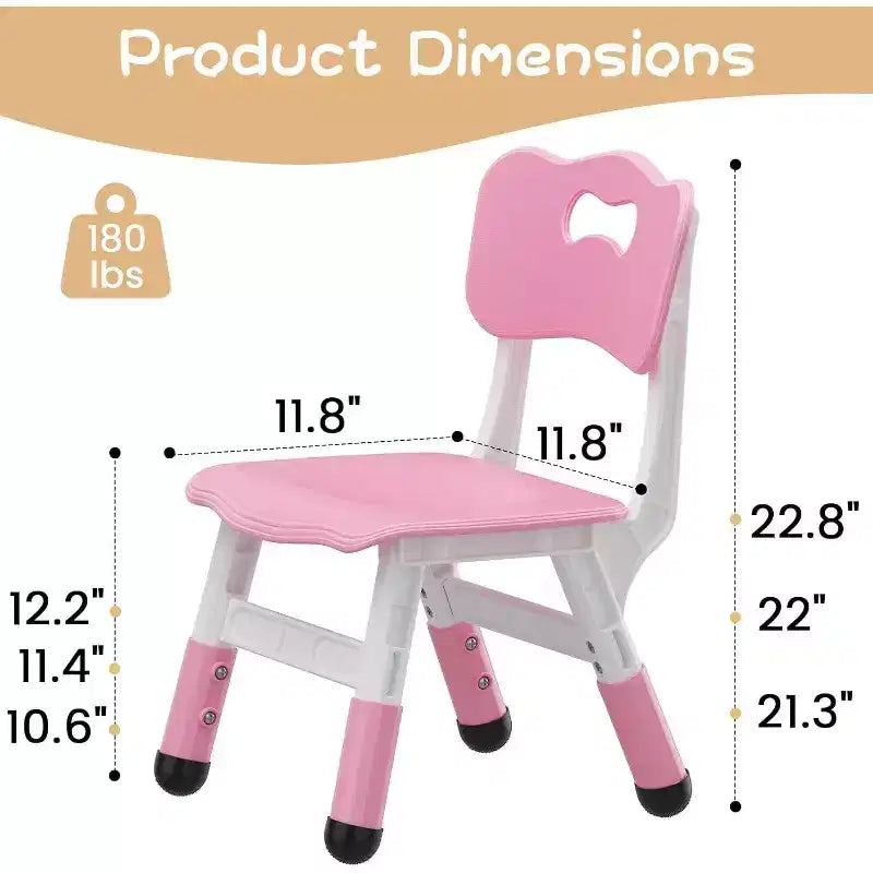 Chaise enfant réglable en hauteur sur 3 niveaux, lot de 2, pour 2-6 ans avec pieds antidérapants et dossier ergonomique