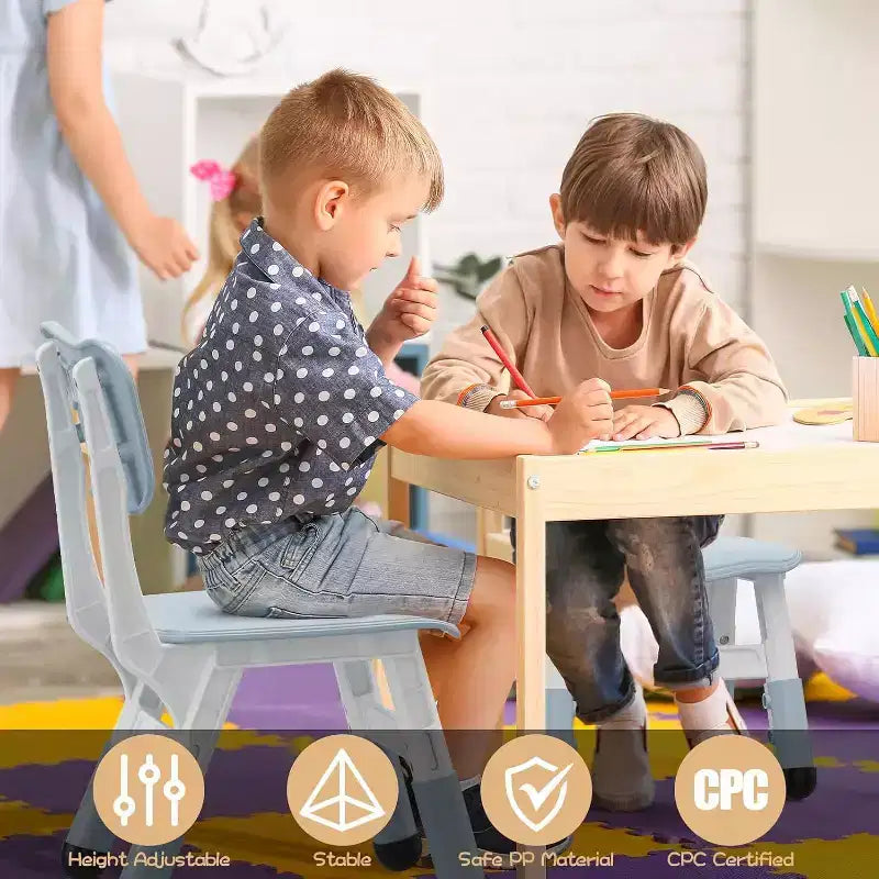Chaise enfant réglable en hauteur sur 3 niveaux, lot de 2, pour 2-6 ans avec pieds antidérapants et dossier ergonomique