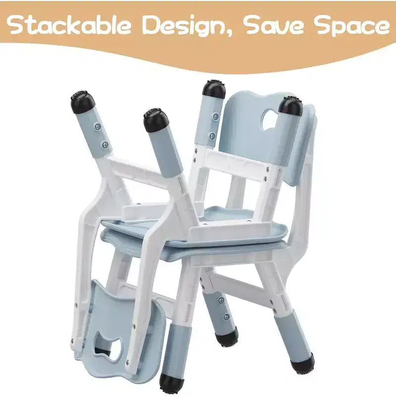 Chaise enfant réglable en hauteur sur 3 niveaux, lot de 2, pour 2-6 ans avec pieds antidérapants et dossier ergonomique