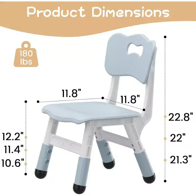 Chaise enfant réglable en hauteur sur 3 niveaux, lot de 2, pour 2-6 ans avec pieds antidérapants et dossier ergonomique