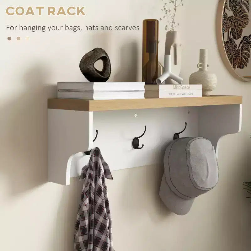 Meuble d'entrée avec 9 rangements à chaussures, portemanteau et banc à chaussures 2 en 1 pour couloir moderne, blanc