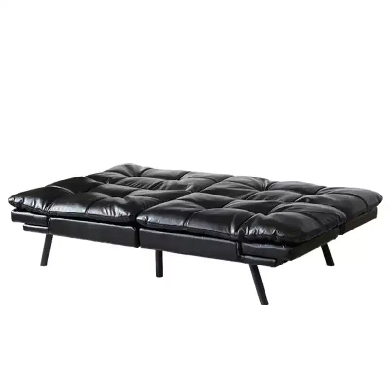 Canapé-lit convertible en mousse à mémoire de forme, causeuse moderne pour salon, accoudoirs et dossier réglables, simili cuir - Noir