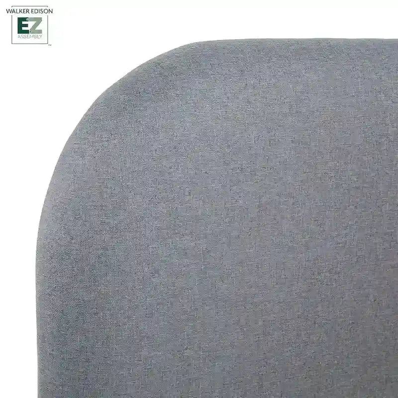 Walker Edison Solid Wood King Bed with Curved Upholstered Headboard