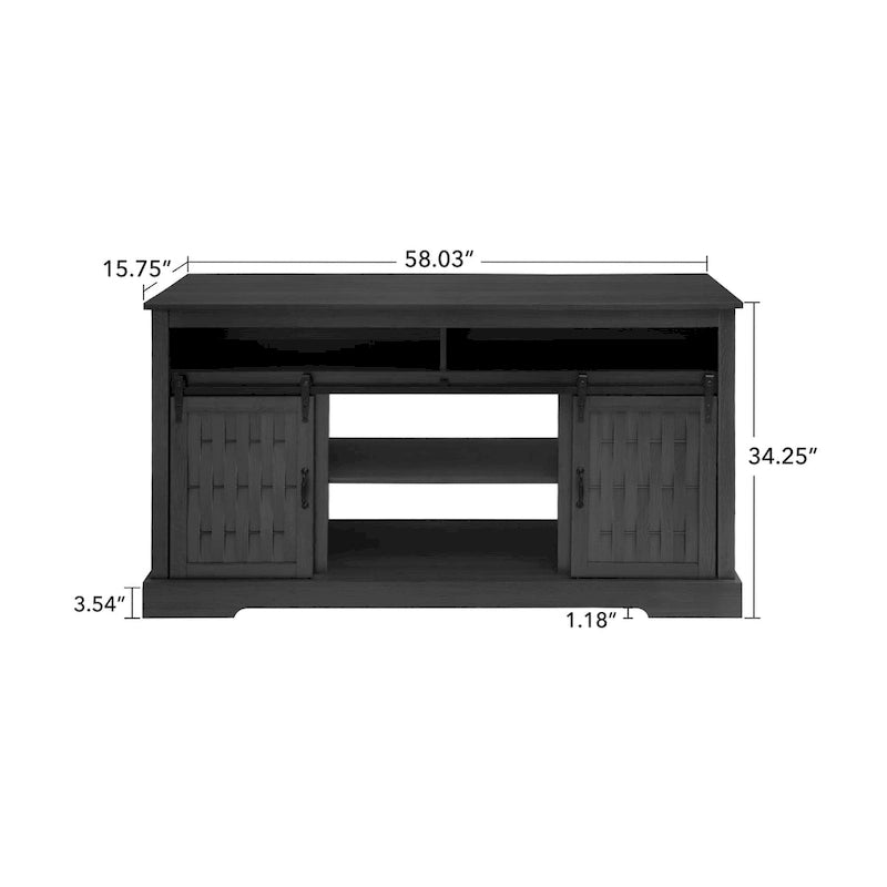 58.03" Fireplace TV Stand with Electric Fireplace and Sliding Barn Doors for TVs Up to 65"