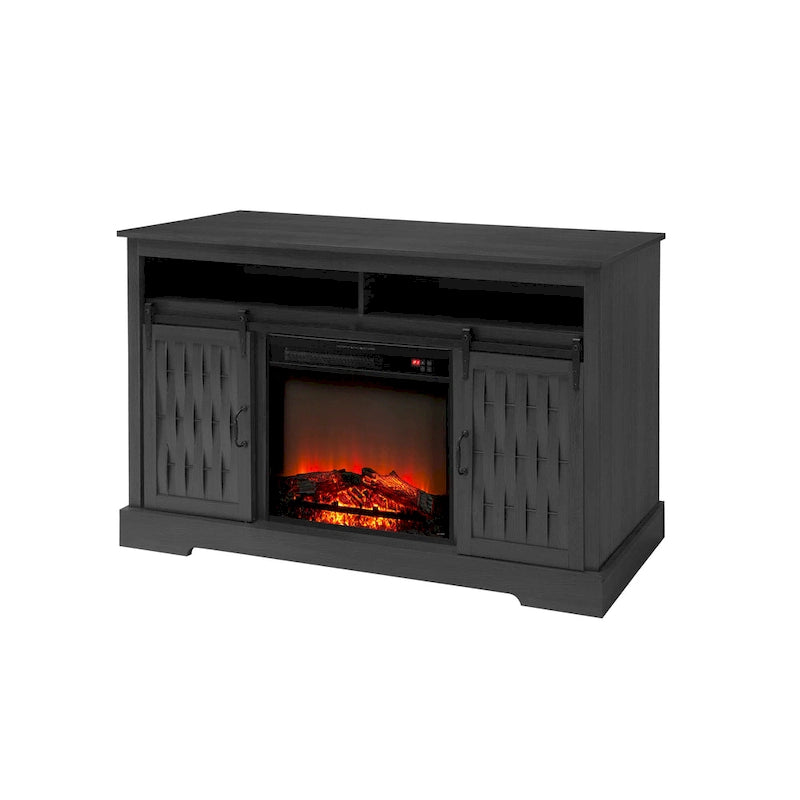 58.03" Fireplace TV Stand with Electric Fireplace and Sliding Barn Doors for TVs Up to 65"