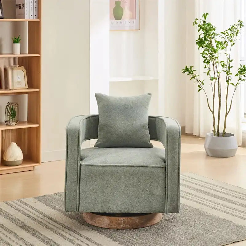 29.1 Swivel Accent Chair with Weathered Wood Base