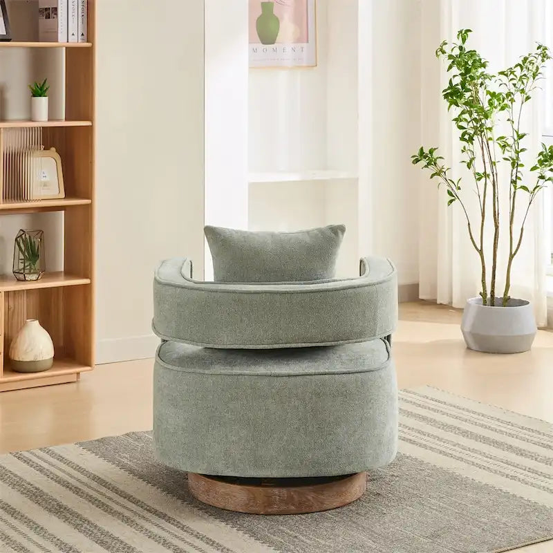 29.1 Swivel Accent Chair with Weathered Wood Base