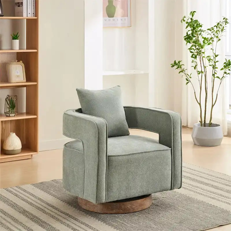 29.1 Swivel Accent Chair with Weathered Wood Base