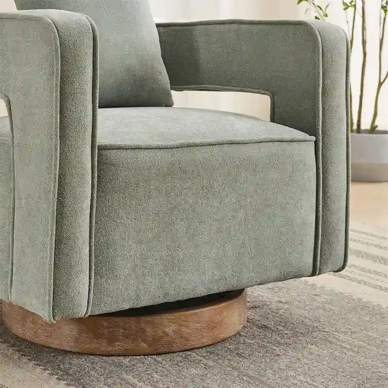 29.1 Swivel Accent Chair with Weathered Wood Base