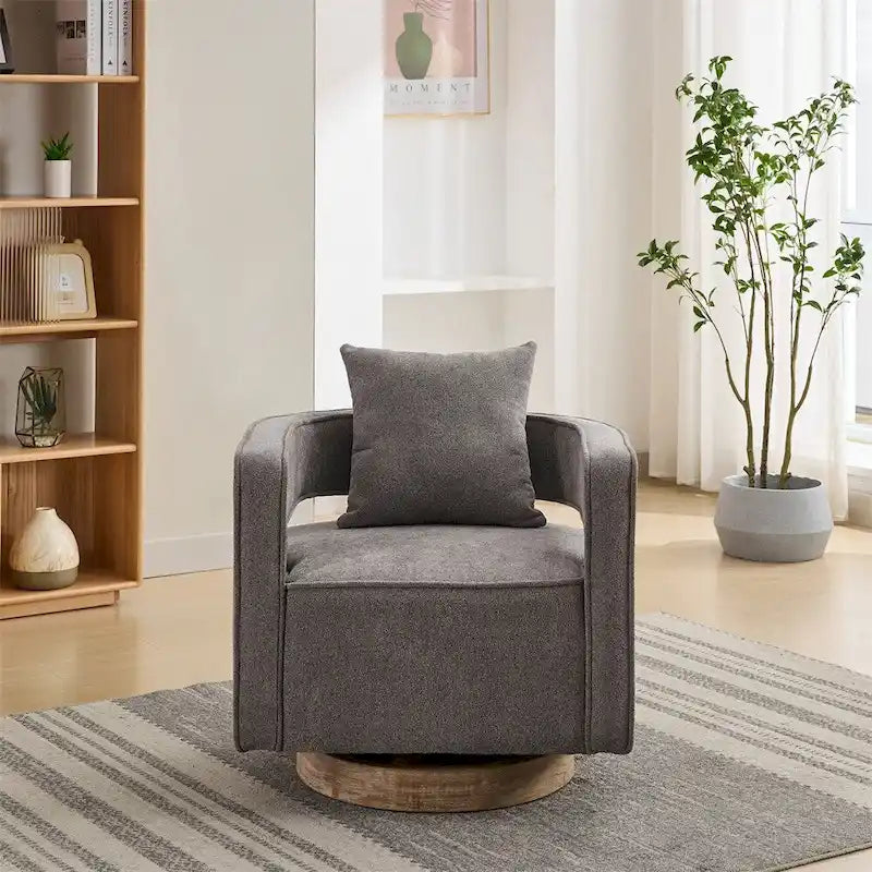 29.1 Swivel Accent Chair with Weathered Wood Base