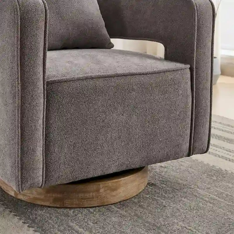 29.1 Swivel Accent Chair with Weathered Wood Base