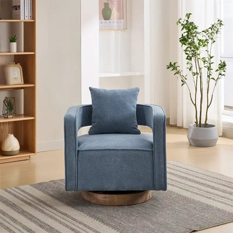 29.1 Swivel Accent Chair with Weathered Wood Base