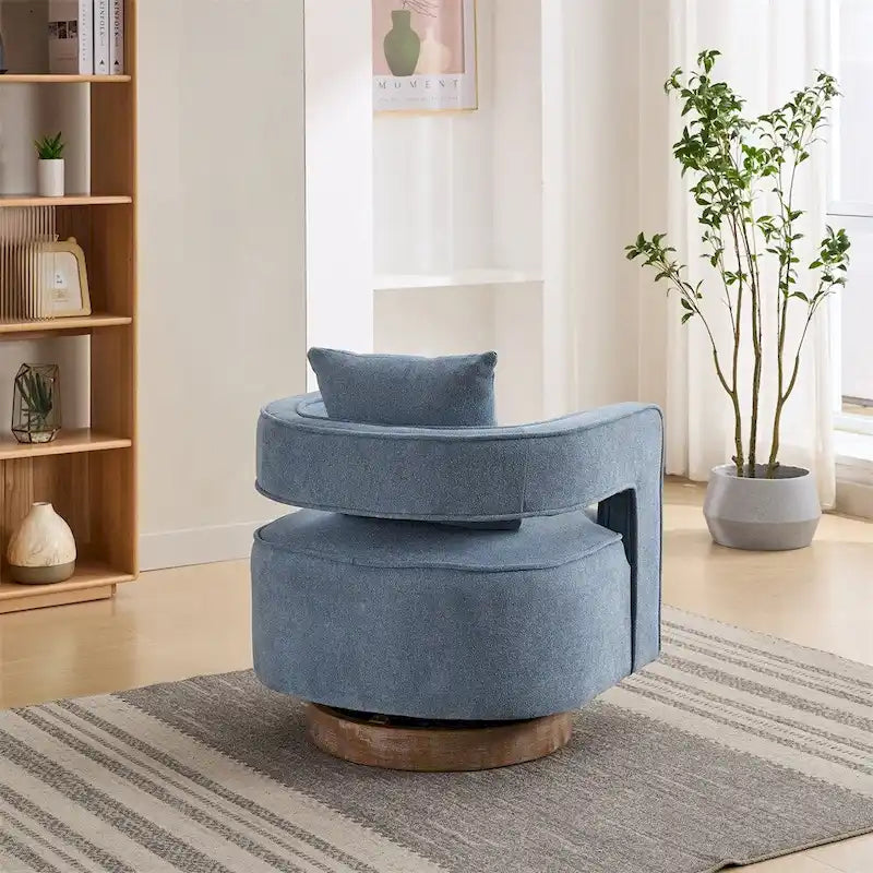 29.1 Swivel Accent Chair with Weathered Wood Base