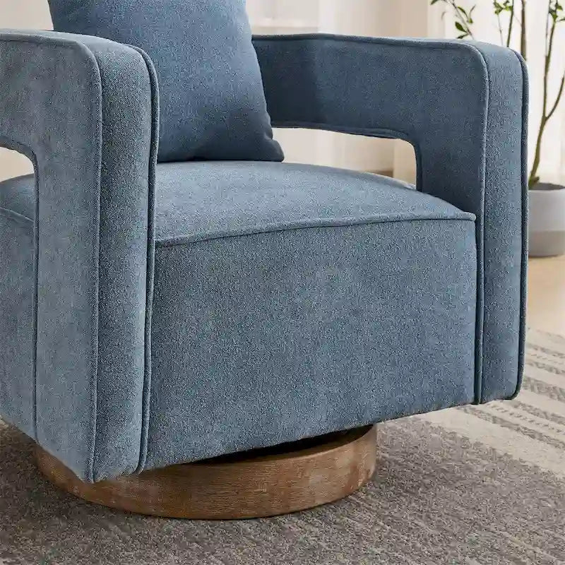 29.1 Swivel Accent Chair with Weathered Wood Base