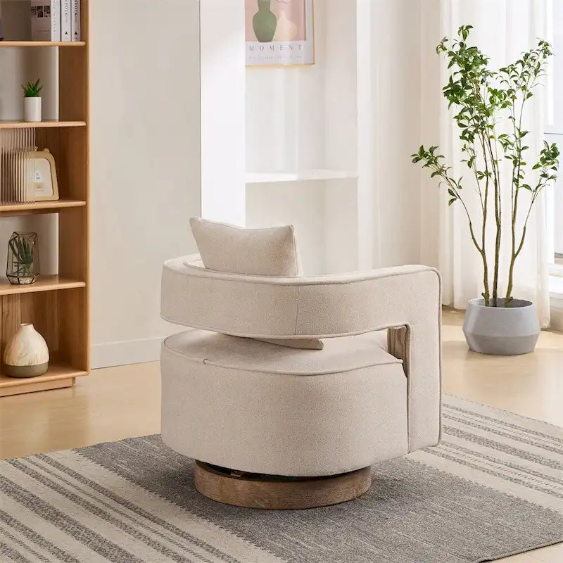 29.1 Swivel Accent Chair with Weathered Wood Base