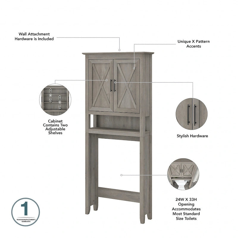 Key West Over The Toilet Storage Cabinet by Bush Furniture
