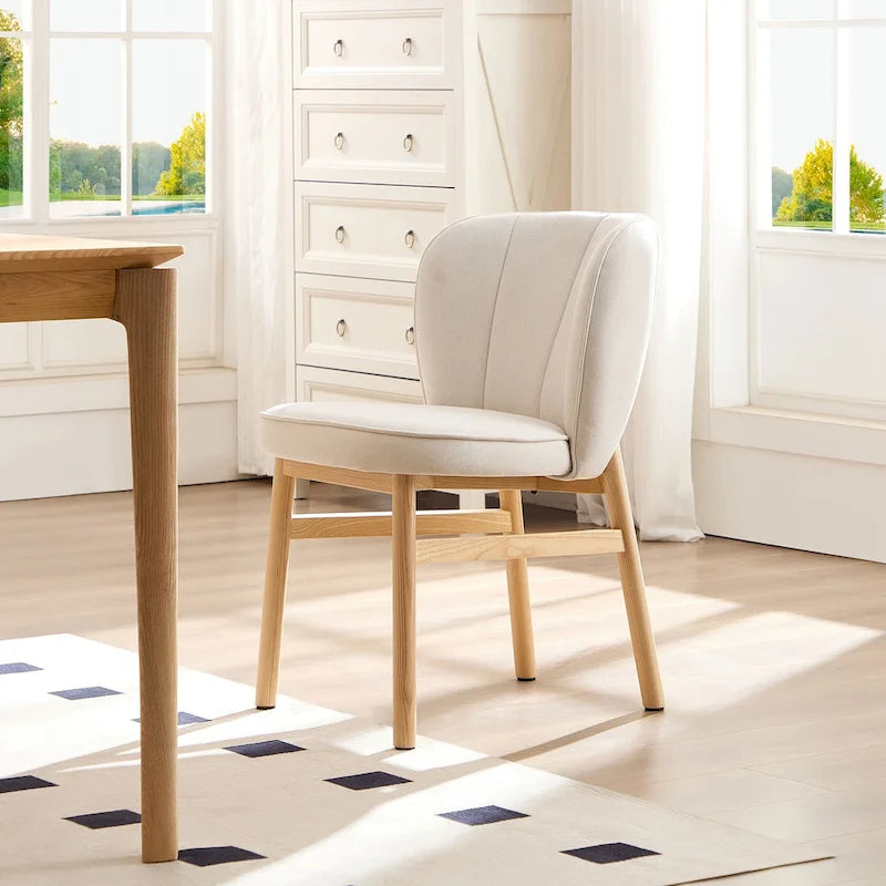 Wooden Frame Upholstered Shell Dining Chairs set of 2