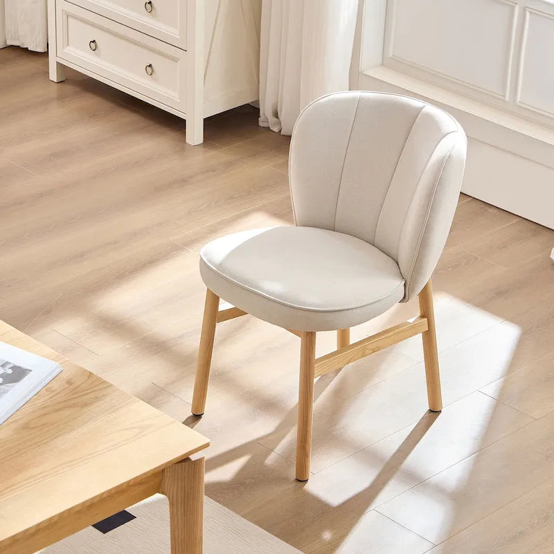 Wooden Frame Upholstered Shell Dining Chairs set of 2