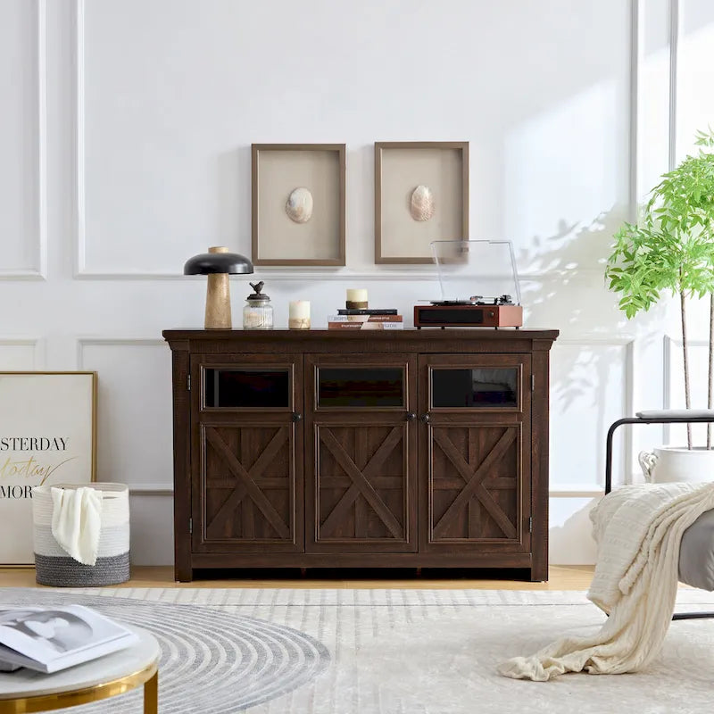 3 Doors Cabinet Large Buffet Sideboard Cabinet, Bar Wine Cabinet,Buffet Cabinet Table Coffee Bar Wine Bar Storage Space Cabinet