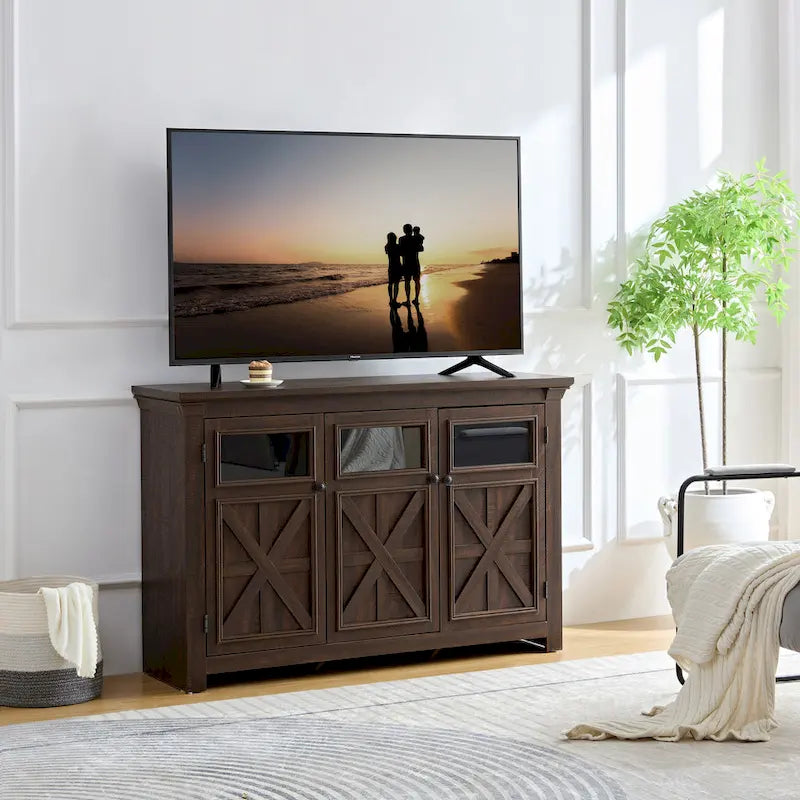 3 Doors Cabinet Large Buffet Sideboard Cabinet, Bar Wine Cabinet,Buffet Cabinet Table Coffee Bar Wine Bar Storage Space Cabinet