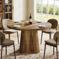 47" Industrial Round Dining Table with Pedestal for 4-6 People