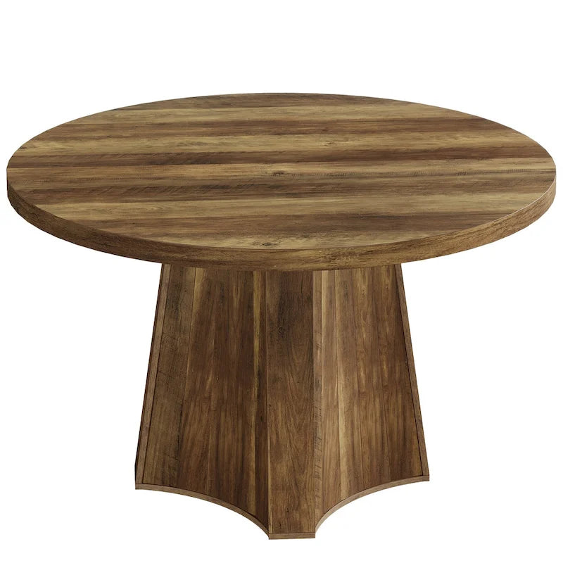 47" Industrial Round Dining Table with Pedestal for 4-6 People