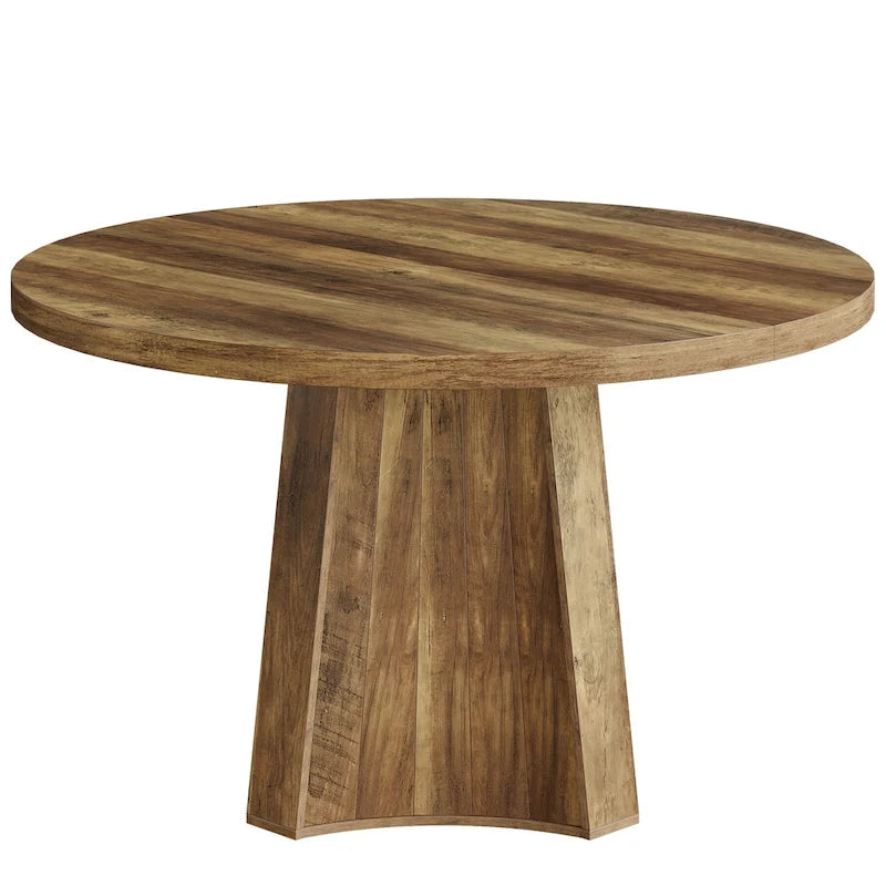 47" Industrial Round Dining Table with Pedestal for 4-6 People