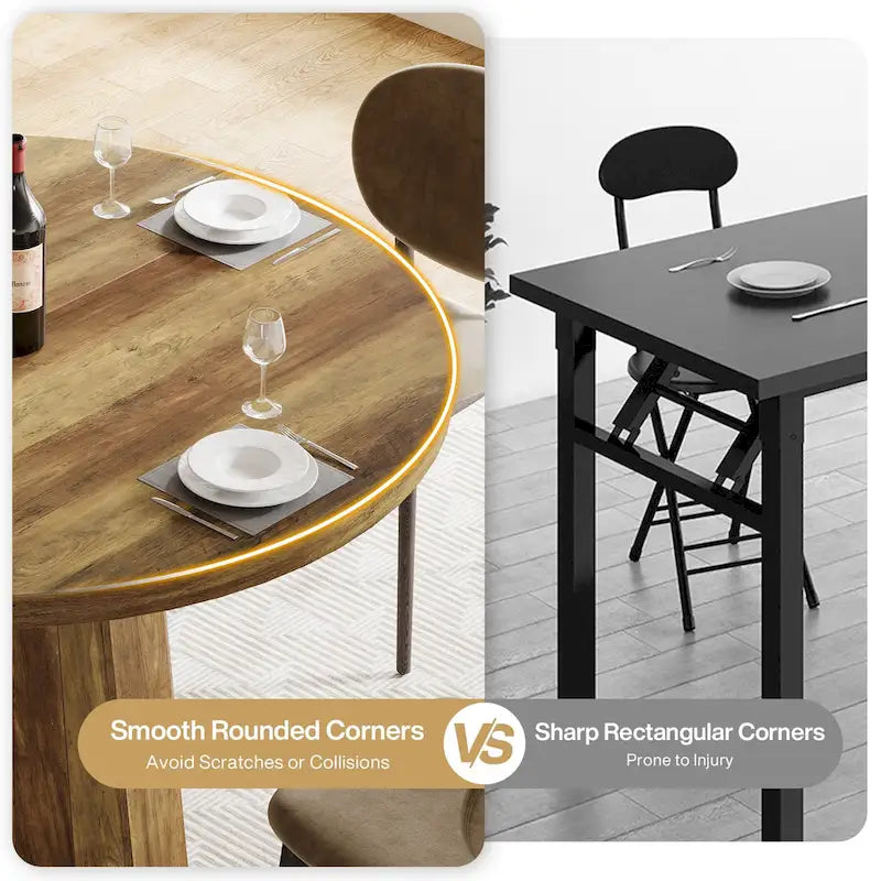47" Industrial Round Dining Table with Pedestal for 4-6 People
