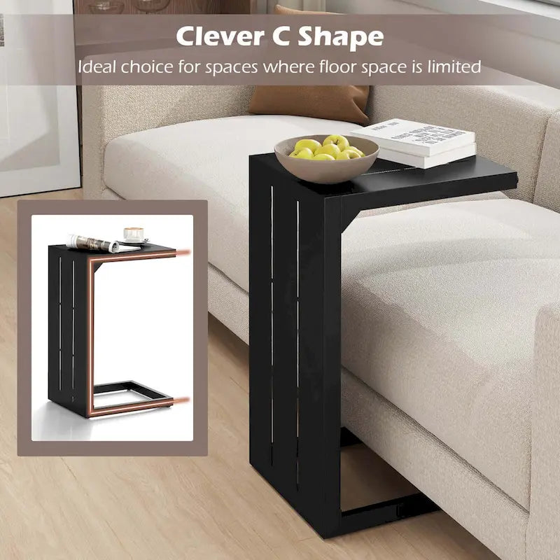 Costway 1/2 PCS C-Shaped End Table with Adjustable Foot Pads 2-In-1