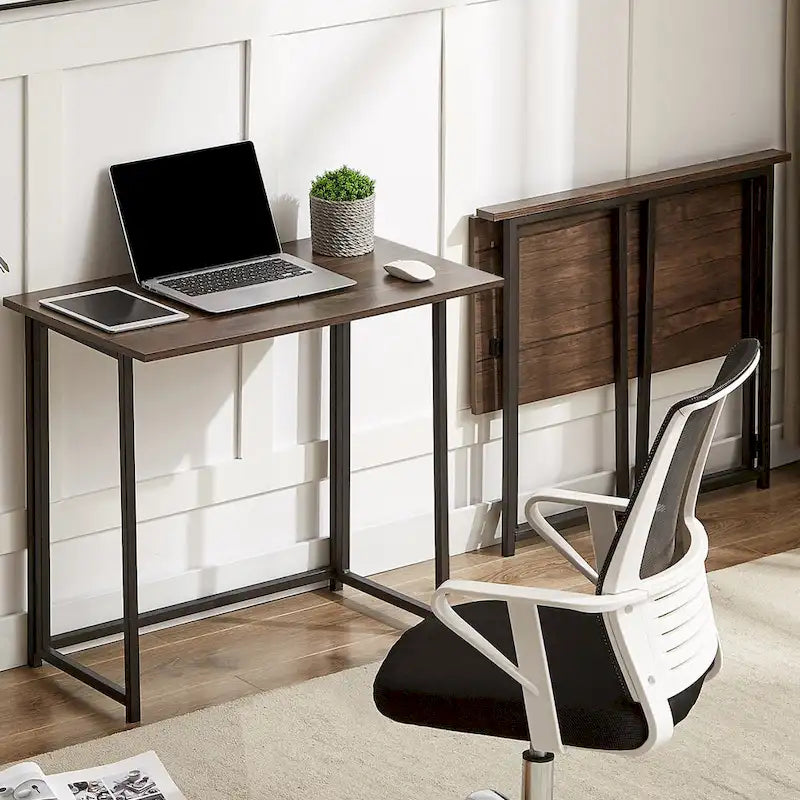 Javlergo Folding Computer Desk, 31.5 No Assembly Writing Desk, Space Saving Foldable Laptop Table for Home Office