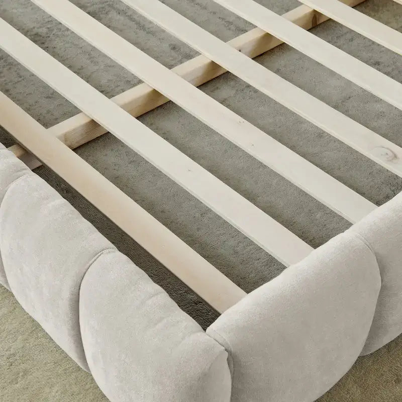 Chenille Upholstered Bed Grounded Platform Bed with Headboard