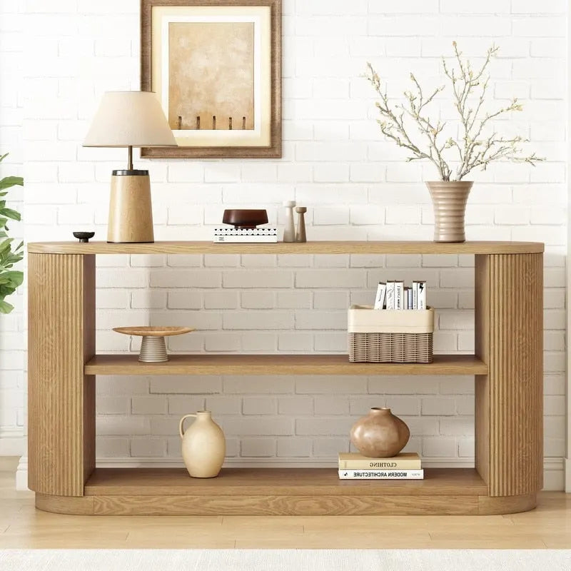 58.9 Modern Entryway Console Table, Slim Sofa Table with Open Shelf for Multi-Functional Use