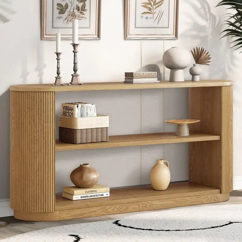 58.9 Modern Entryway Console Table, Slim Sofa Table with Open Shelf for Multi-Functional Use