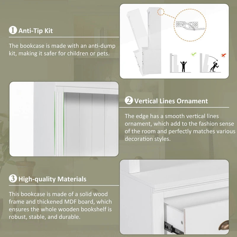 Versatile Tall Bookshelf with LED Lighting and Multiple Storage Options for Home
