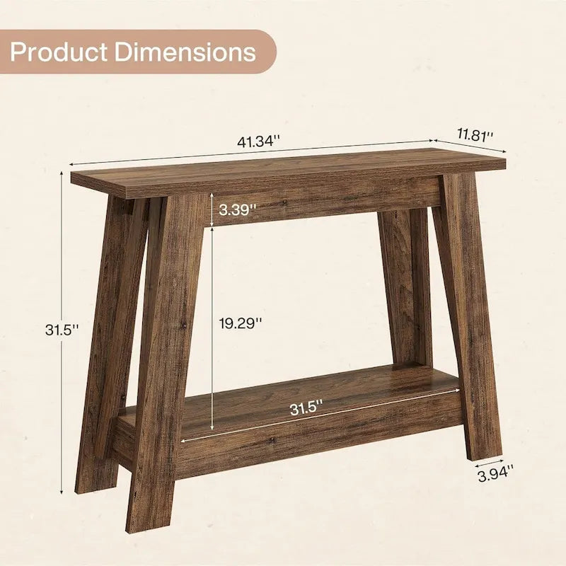 41.3-inch Farmhouse Console Table, 2-Tier Wooden Entryway Table