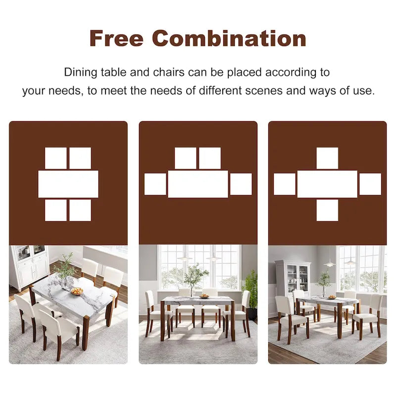 5-Piece Modern Dining Set with Rectangular Table & Chairs