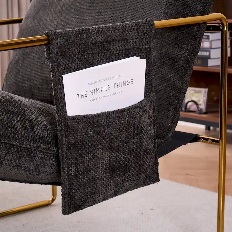 30.7" Armchair with Metal Frame and Gold Accents (Set of 2)