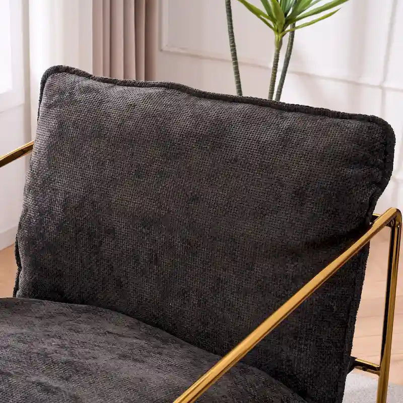 30.7" Armchair with Metal Frame and Gold Accents (Set of 2)