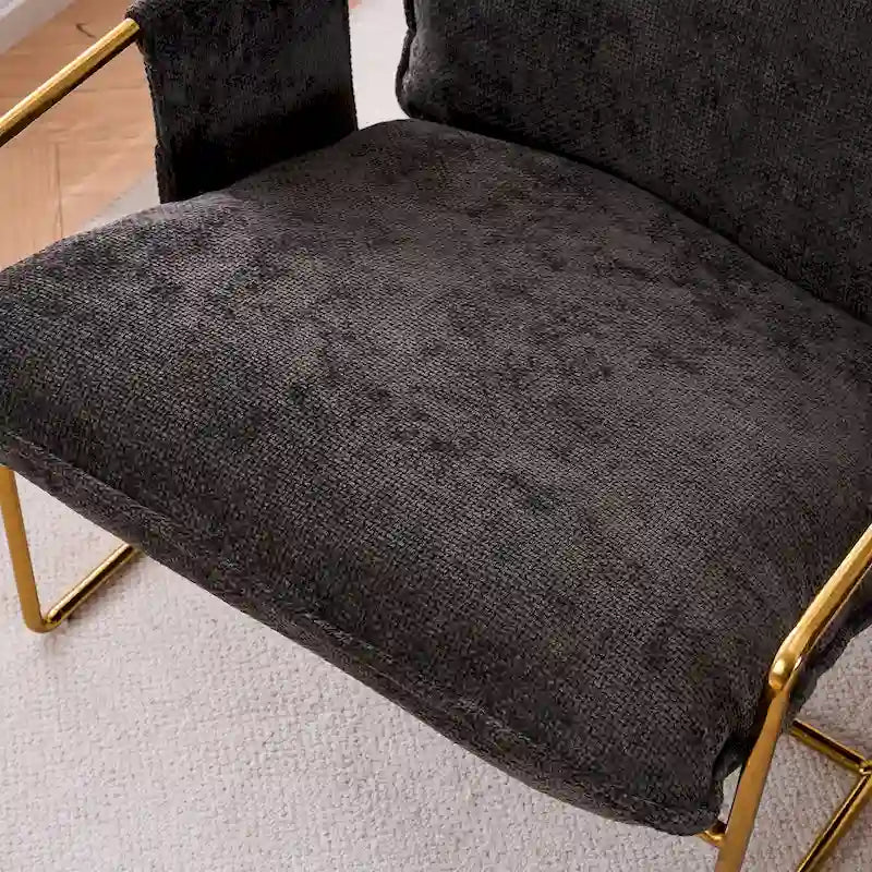 30.7" Armchair with Metal Frame and Gold Accents (Set of 2)