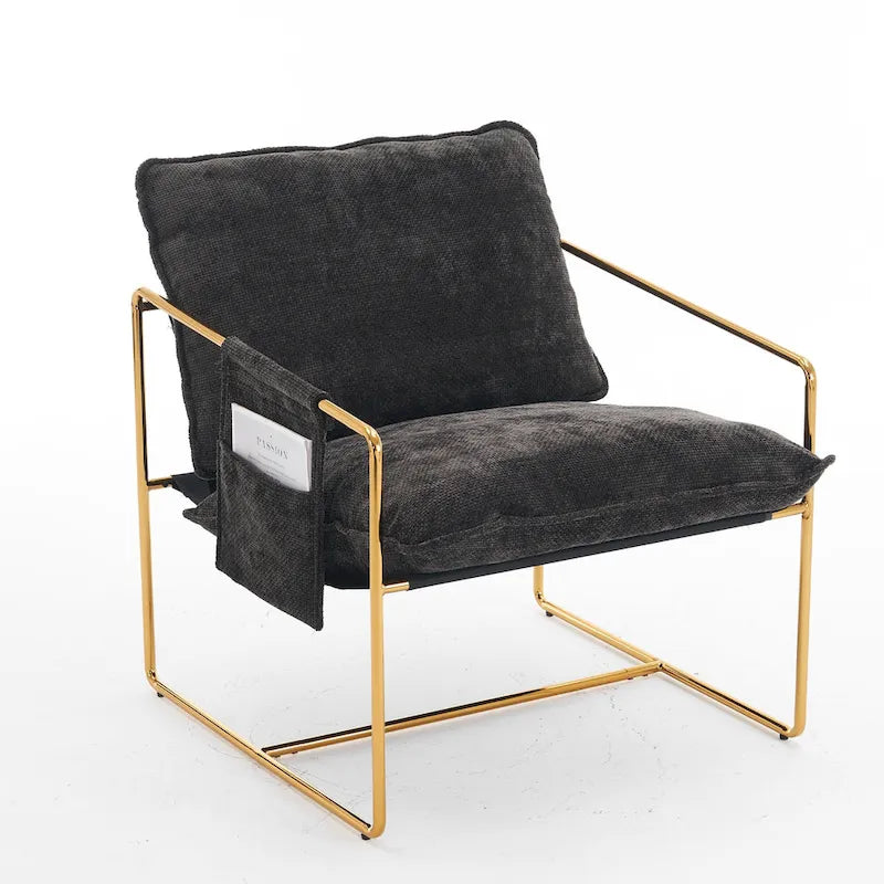 30.7" Armchair with Metal Frame and Gold Accents (Set of 2)