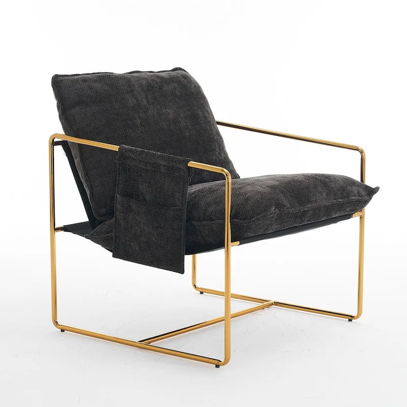 30.7" Armchair with Metal Frame and Gold Accents (Set of 2)
