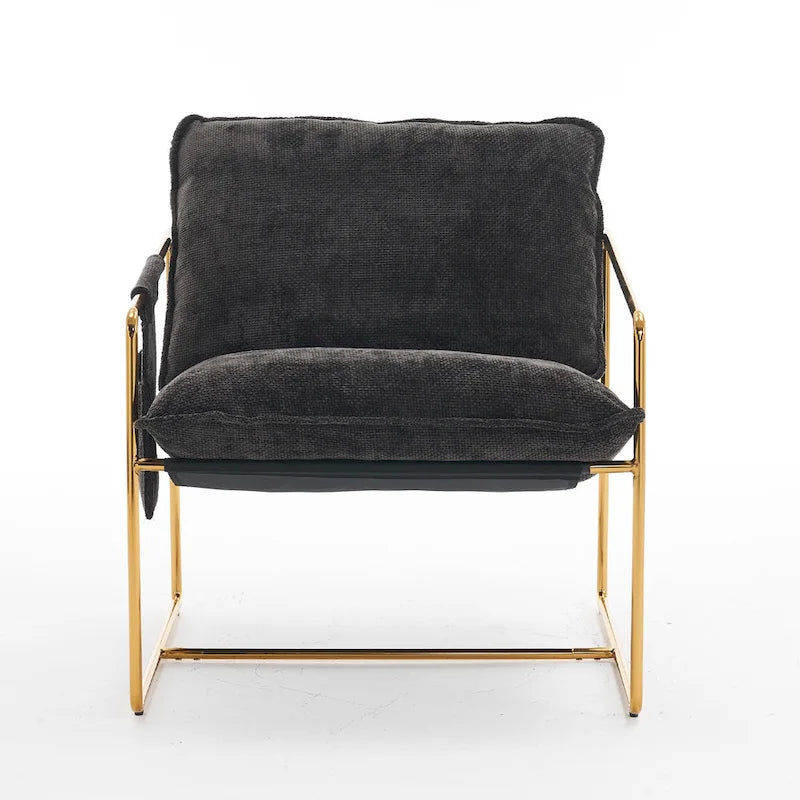 30.7" Armchair with Metal Frame and Gold Accents (Set of 2)