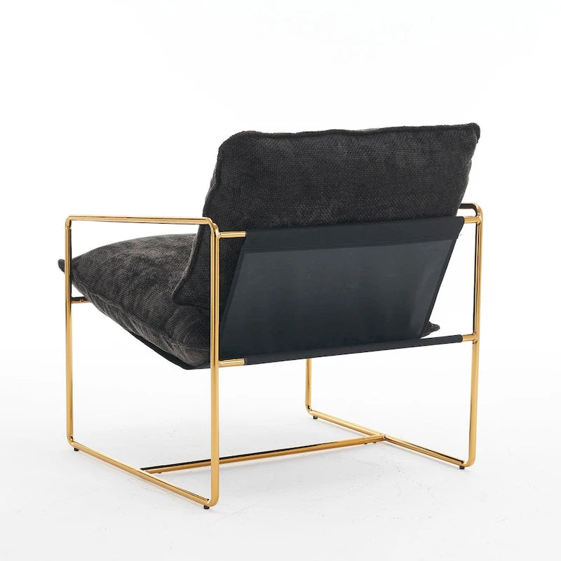 30.7" Armchair with Metal Frame and Gold Accents (Set of 2)