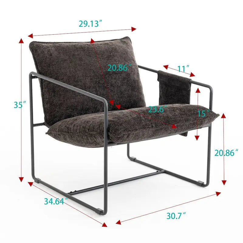 30.7" Armchair with Metal Frame and Gold Accents (Set of 2)